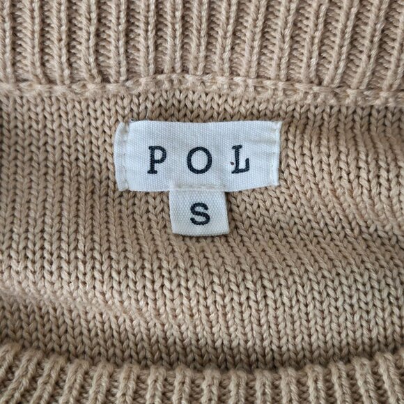 POL Slouchy Sweater Sz S Tan Cotton Knit Relaxed Oversized Boho Grunge Pull Over - Picture 10 of 13